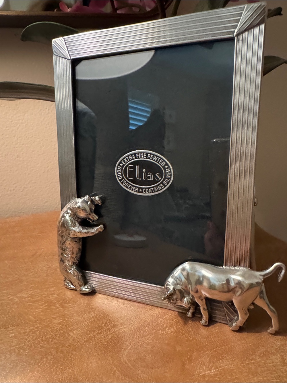 Rare Elias Fine Pewter/ Silver Bull/ Bear Frame